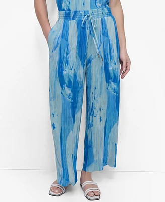 Dkny Women's Printed Pull-On Plisse Pants