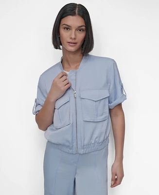 Dkny Women's Short-Sleeve Zip-Front Jacket