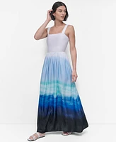 Dkny Women's Sleeveless Printed Satin Maxi Dress
