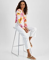 I.n.c. International Concepts Petite Floral Henley Top, Exclusively at Macy's