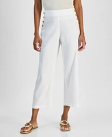 I.n.c. International Concepts Petite Linen-Blend High-Rise Wide-Leg Pants, Created for Macy's