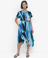 Dkny Women's Short-Sleeve Asymmetric Midi Dress
