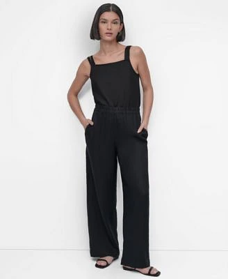 Dkny Womens Linen Tie Strap Tank Top Wide Leg Pull On Pants