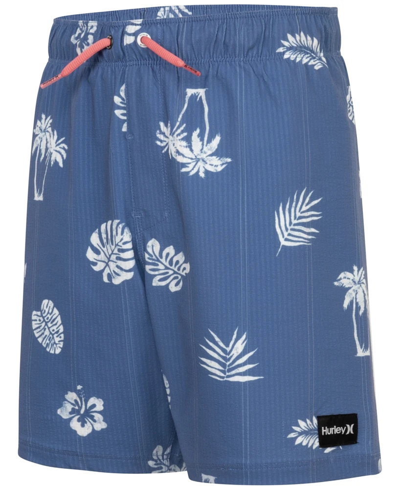 Hurley Big Boys Palm-Print Swim Trunks