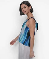 Dkny Women's Printed Tie-Strap Linen Tank Top