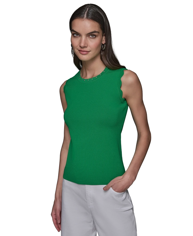 Karl Lagerfeld Paris Women's Scallop-Edge Sleeveless Sweater