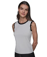 Karl Lagerfeld Paris Women's Scallop-Edge Sleeveless Sweater