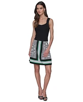 Karl Lagerfeld Paris Women's Border Printed Mini Skirt
