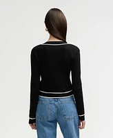 Nvlt Women's Long Sleeve Contrast Trim Cardigan