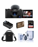 Sony Zv-1 Compact 4K Hd Digital Camera Black Essential Bundle with Bag, 64GB Sd Card, Extra Battery, Compact Charger, Cleaning Kit