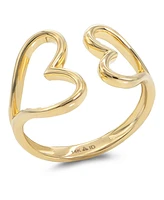 Devata Couple Heart Ring in 14K Gold, Size 7, approx. 2.9 grams.