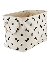 Bone Dry Collapsible Pet Storage Bin with Rope Handles Paw/Bone Print