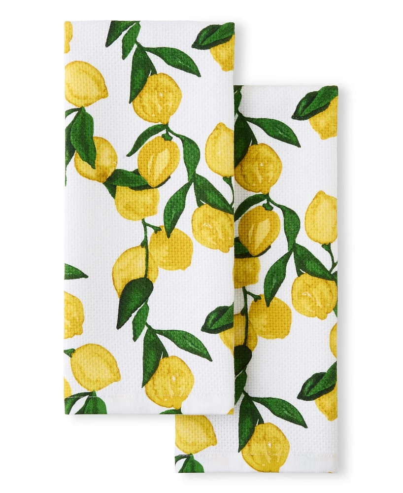 Fiesta Lemon Vine Cotton Kitchen Towel Set, 16" x 28"