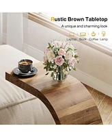 Tribesigns C-Shaped End Table, Wood Side Table for Couch Sofa Living Room Bedroom Small Space, Rustic Brown
