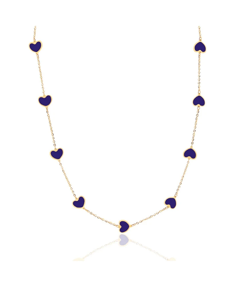 The Lovery Lapis Heart Station Necklace 14K Gold