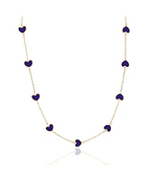 The Lovery Lapis Heart Station Necklace 14K Gold