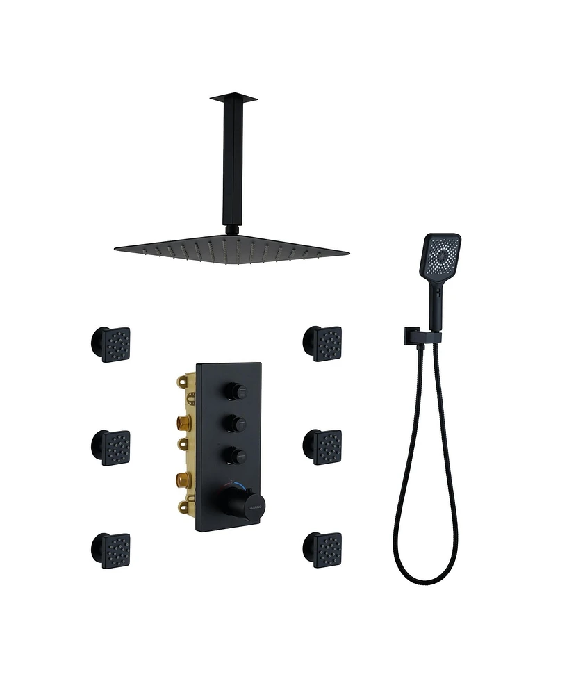 French Vernet Thermostatic Shower System - 3-Function Handheld Shower with Child Safety Lock