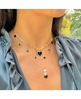 The Lovery Onyx Heart Station Necklace 14K Gold