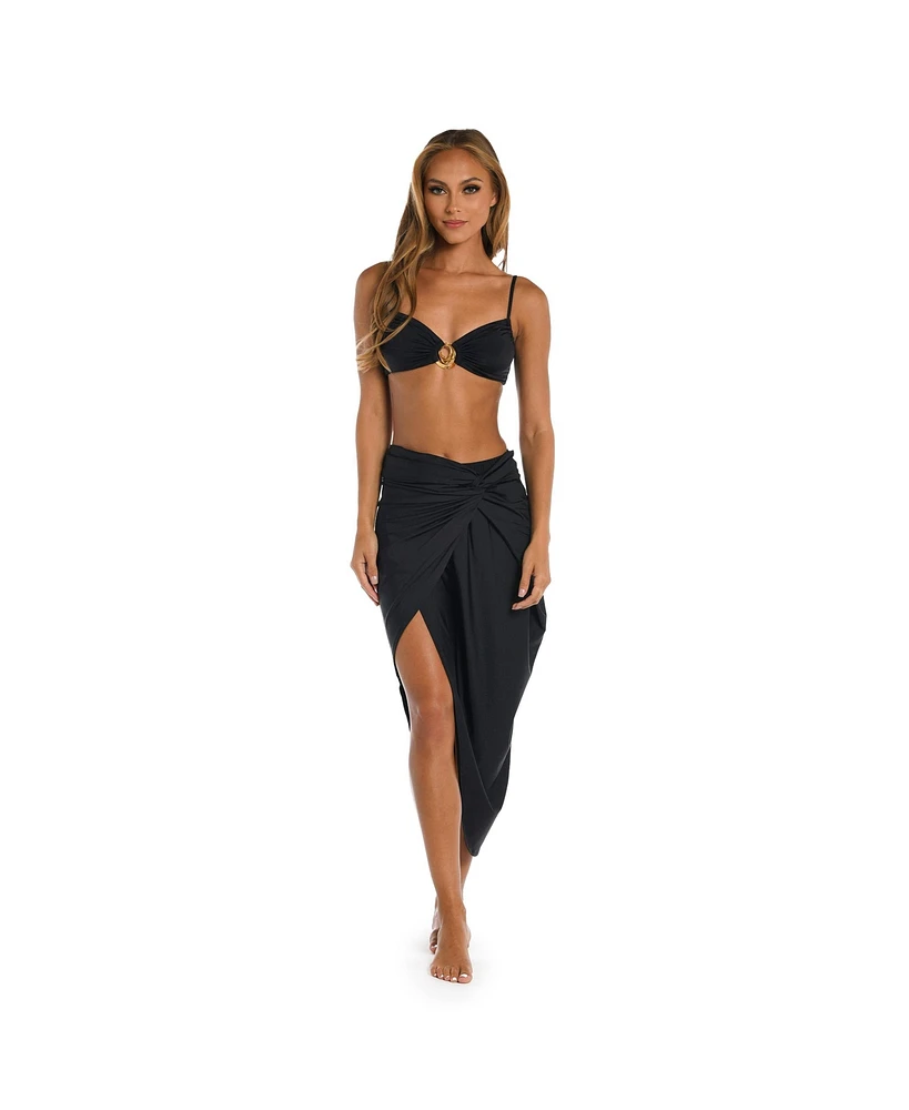 Sunshine 79 Women's Cover Up Swim Solids Convertible Faux Wrap