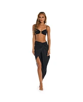 Sunshine 79 Women's Cover Up Swim Solids Convertible Faux Wrap