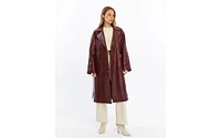 Furniq Uk Women's Leather Trench Coat