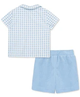 Little Me Baby Boys Gingham Terry Polo Top & Shorts, 2 Piece Set