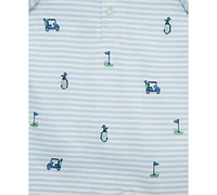 Little Me Baby Boys 2-Pc. Embroidered Golf Stripe Romper & Bucket Hat Set