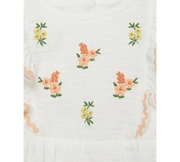 Little Me Baby Girls 2-Pc. Gauze Embroidered Flowers Bubble Romper & Headband Set
