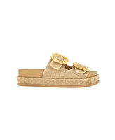 BCBGeneration Women's Bexxi Double Buckle Raffia Footbed Sandals