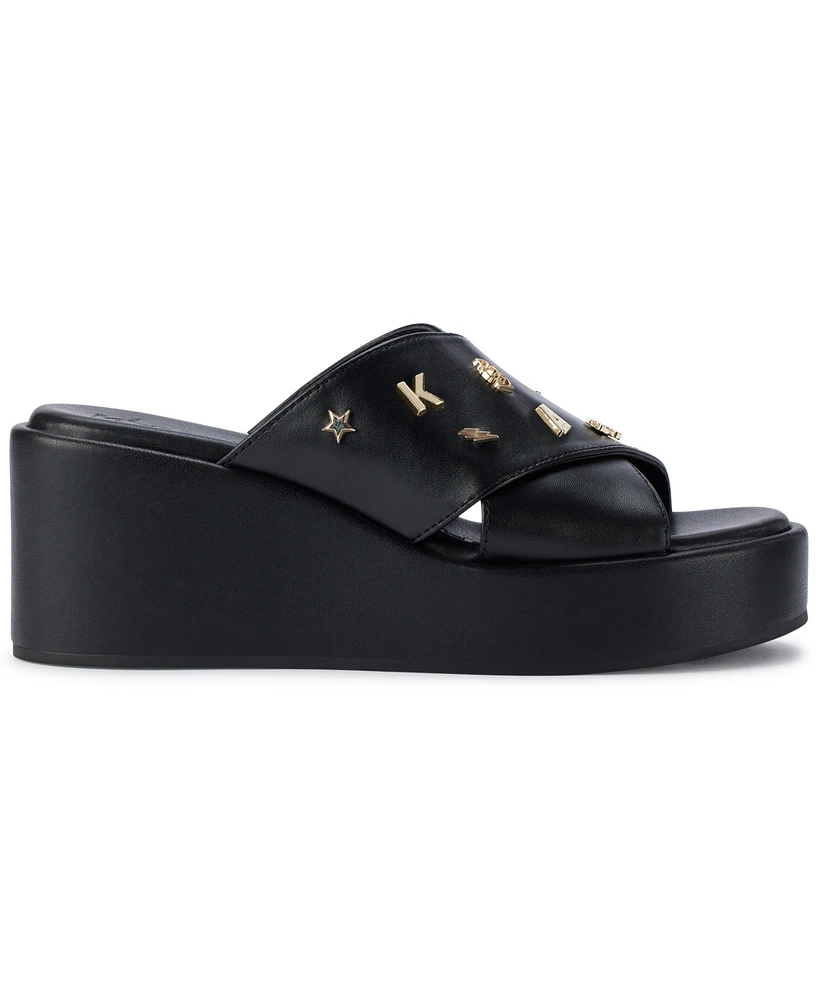 Karl Lagerfeld Paris Women's Caleigh X Band Wedge Sandals