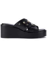 Karl Lagerfeld Paris Women's Caleigh X Band Wedge Sandals
