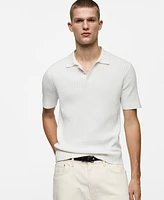 Mango Men's Fine-Knit Ribbed Cotton Polo Shirt