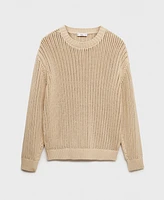 Mango Men's Cotton Openwork Knit Sweater