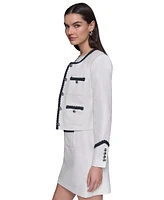 Karl Lagerfeld Paris Women's Tweed Button-Front Jacket