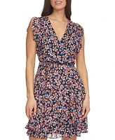 Tommy Hilfiger Women's Flutter-Sleeve Faux-Wrap Dress
