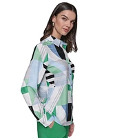 Karl Lagerfeld Paris Women's Geometric-Print Blouse