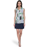 Karl Lagerfeld Paris Women's Textured Geometric-Print Top
