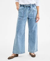 Style & Co Petite High-Rise Pull-On Wide-Leg Jeans, Exclusively at Macy's