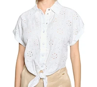 Guess Women's Brigitte Embroidered Snap-Front Shirt