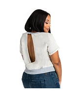 Poetic Justice Plus French Terry Open Back Short Sleeve Sweatshirt