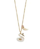 Betsey Johnson Cultivated Pearl Critters Swan Pendant Necklace