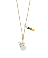 Betsey Johnson Cultivated Pearl Critters Bunny Pendant Necklace