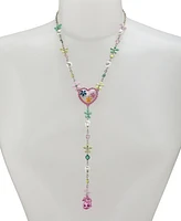 Betsey Johnson Faux Stone Spring Floral Heart Y Necklace