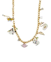 Betsey Johnson Faux Stone Pearl Critters Charm Bib Necklace