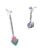 Betsey Johnson Faux Stone Spring Snail Tulip Rhinestone Chain Earrings