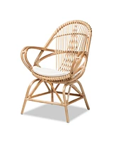 bali & pari 29" Upholstered and Finished Rattan Jayden Modern Bohemian Accent Chair