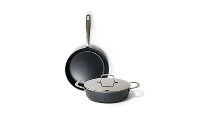 Alva Maestro 3 Piece Ceramic Nonstick Frying Pan and Saute Pan with Lid, Non Toxic Pfas, Pfoa & Ptfe Free, Compatible with All Stovetops, Oven Safe, I