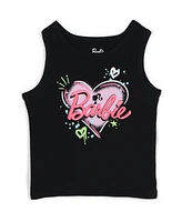 Barbie Toddler Girls Cropped Ribbed Tank Top and French Terry Shorts Outfit Set