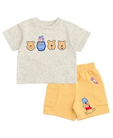 Winnie the Pooh Toddler Boys Disney T-Shirt and French Terry Shorts Outfit Set