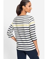 Olsen Women's Striped Boat Neck T-Shirt